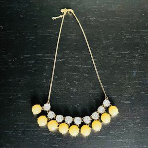 J Crew Aged Brass Pale Nude Beige Bead Crystal Statement Necklace